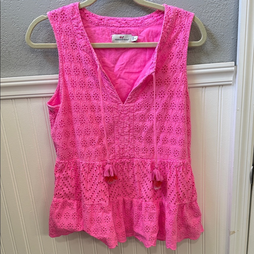 Pink Sleeveless Lace Top